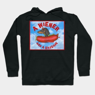 Fun Dachshund flying hot dog plane A wiener and a sausage Hoodie